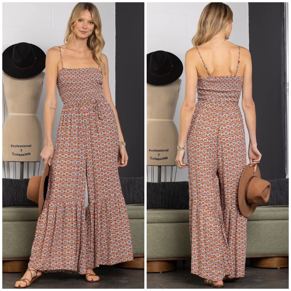 Ces Femme Boho Chic Wide Flare Leg Jumpsuit - Picture 3 of 7